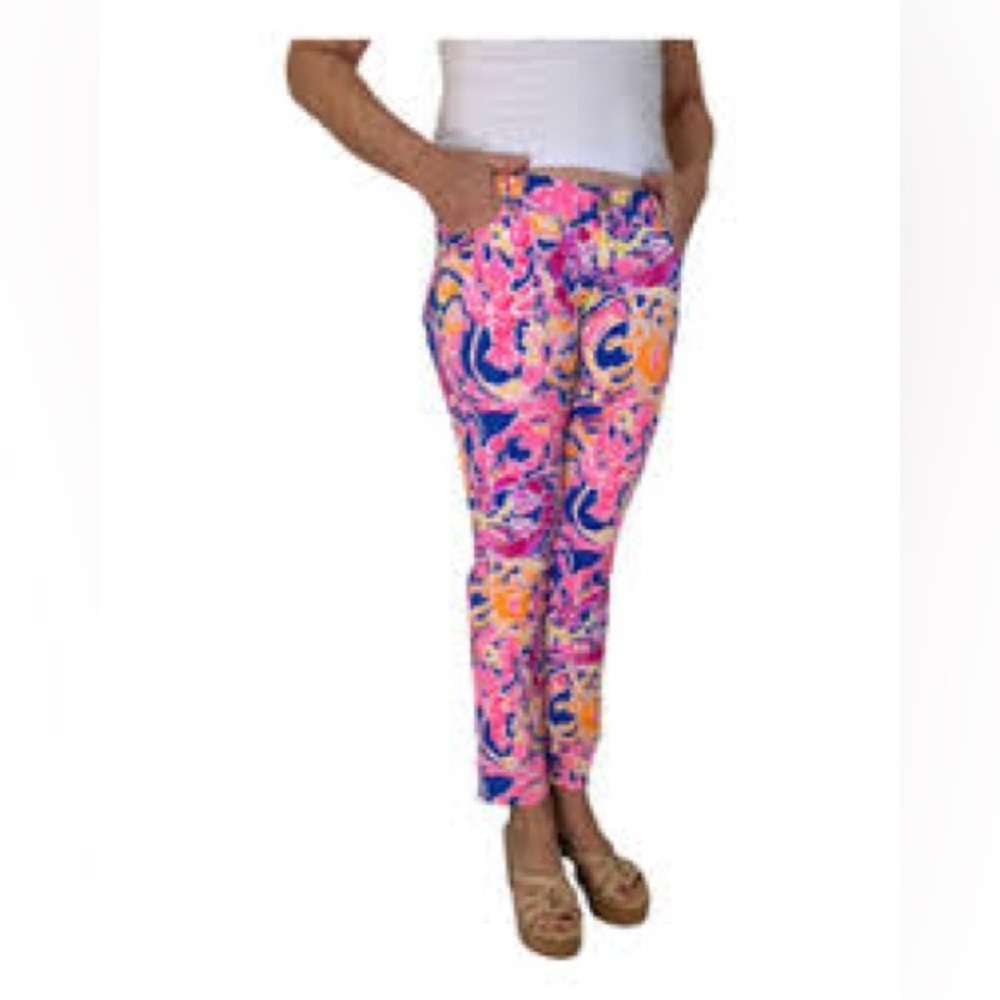 Lilly Pulitzer Pink and Orange Floral Cropped Pants